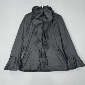 Creenstone Womens Jacket 40 Black Dramatic Ruffle Pillow Collar Witchy Gothic
